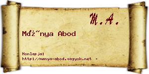 Mánya Abod névjegykártya